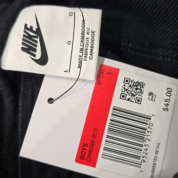 Nike Air French Terry Logo Short Black Boys Size L 14/16 - Picture 5 of 15